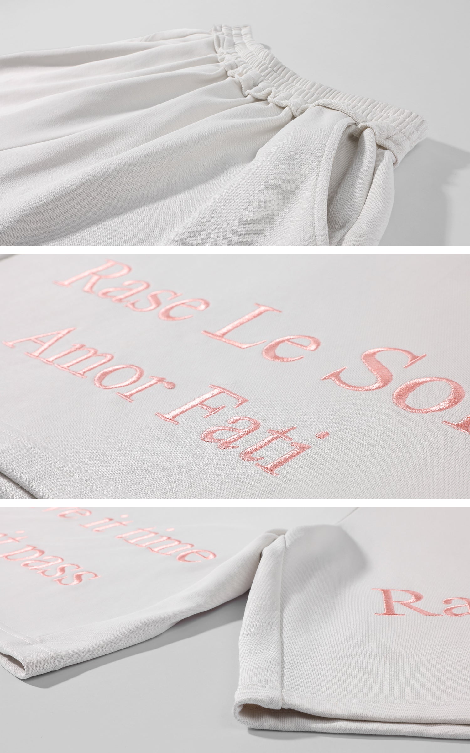 Rase le sol Sculpted Camisole &amp; Slogan Embroidered Wide-Leg Shorts Set