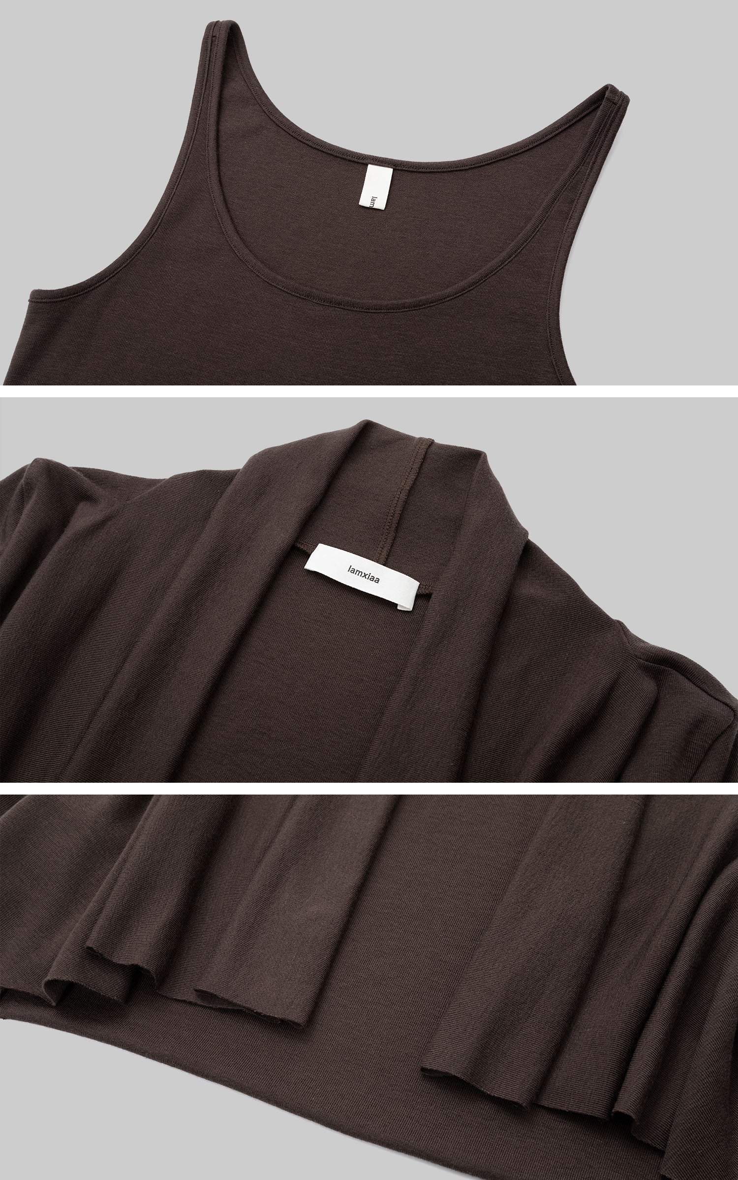 IAMXIAA Fitted Cardigan and Tank Two-Piece Set