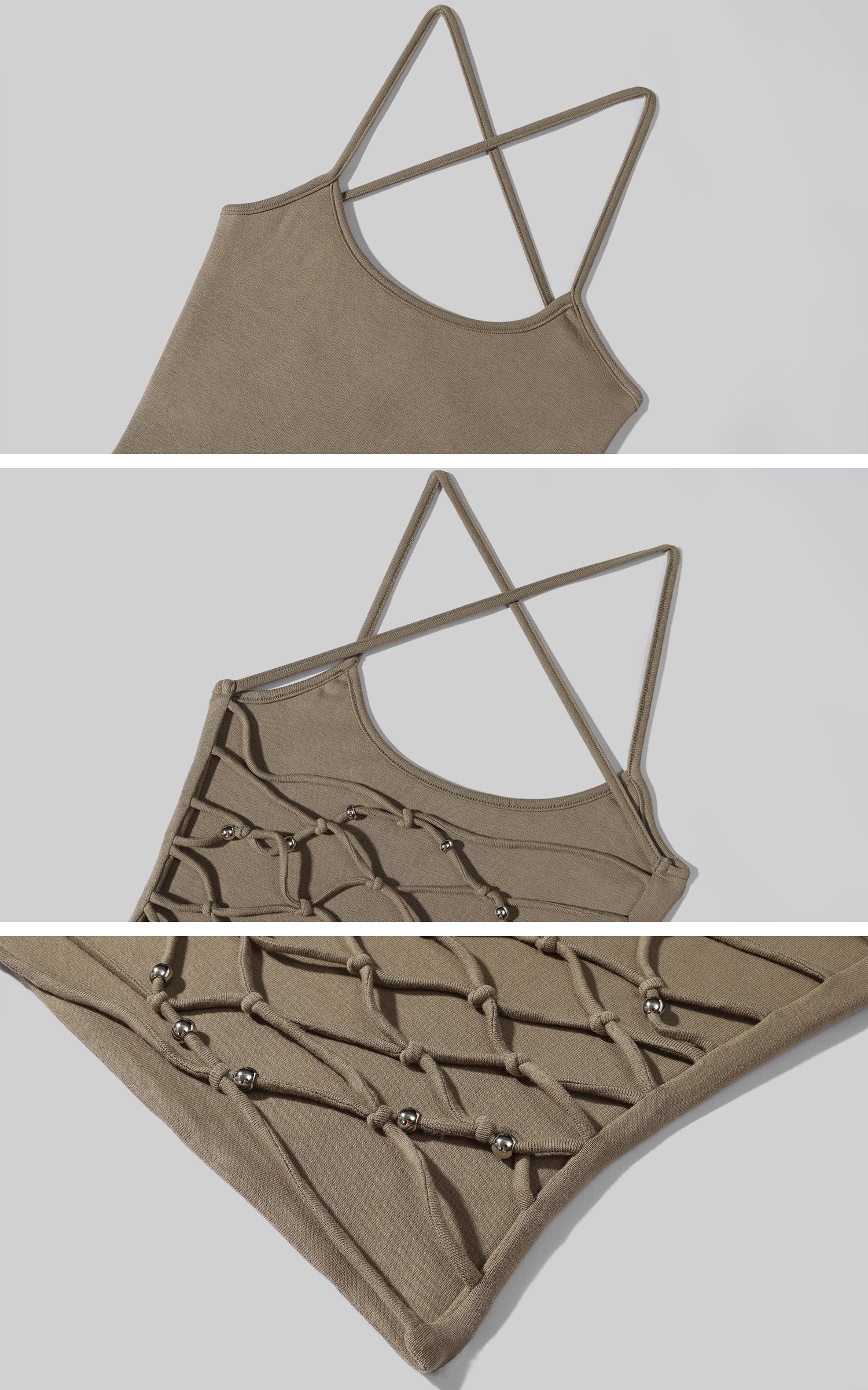 0122stepll Cross Back Lace-Up Camisole