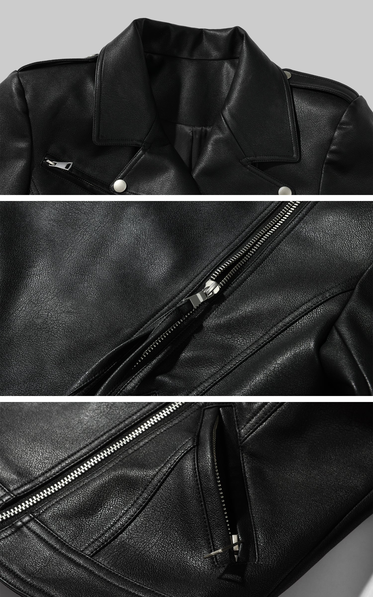 WARDEN EDGE Cropped Leather Jacket with Zipper Detail