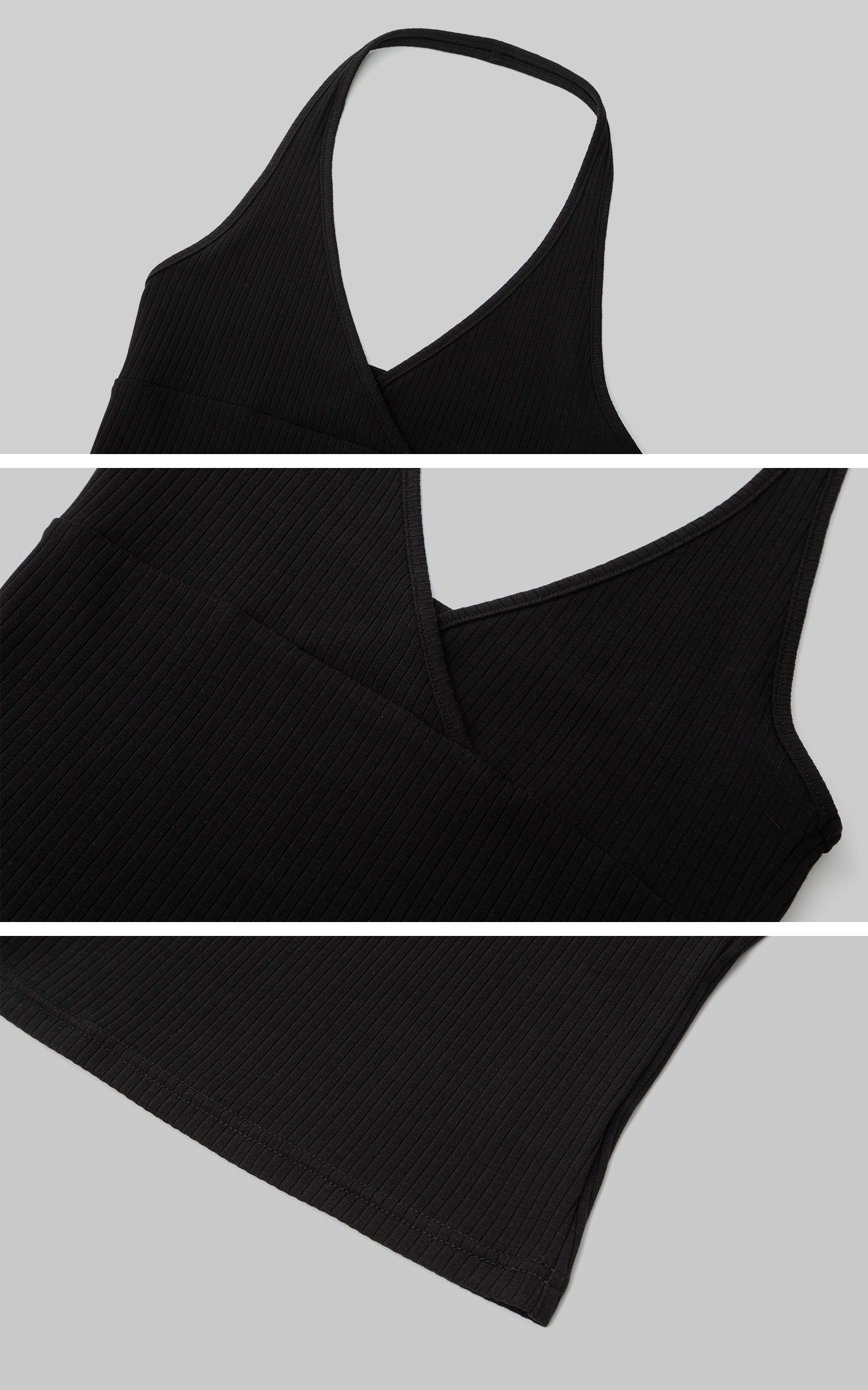 IAMXIAA Cut Out Halter Long Sleeve Shrug Top Ribbed Knit Slim Fit
