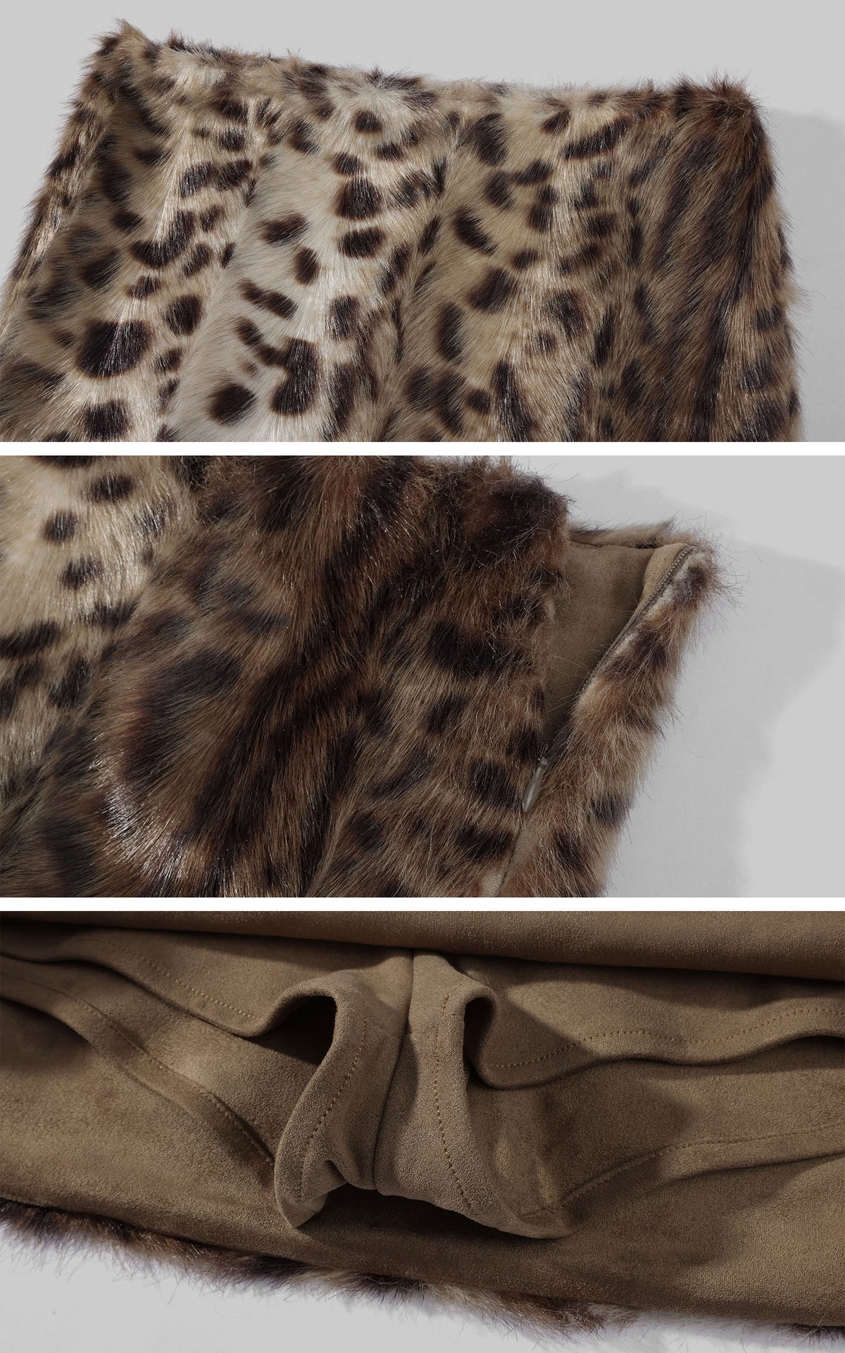 ROVENTE Plush Leopard Print Mini Skirt with Built-In Shorts