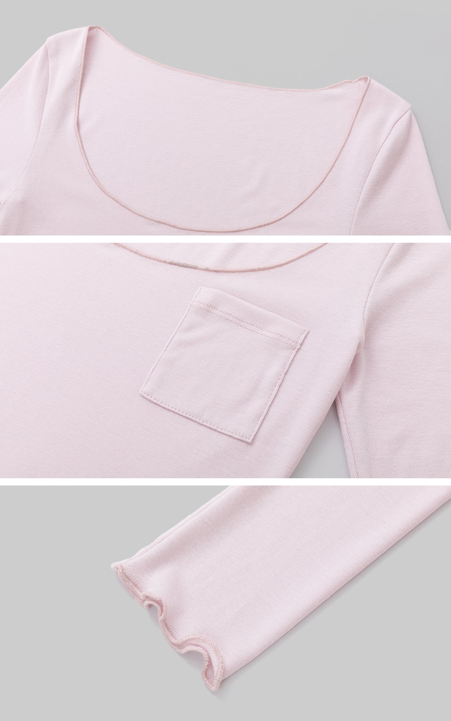IAMXIAA Scoop Neck Pocket Long Sleeve Tee