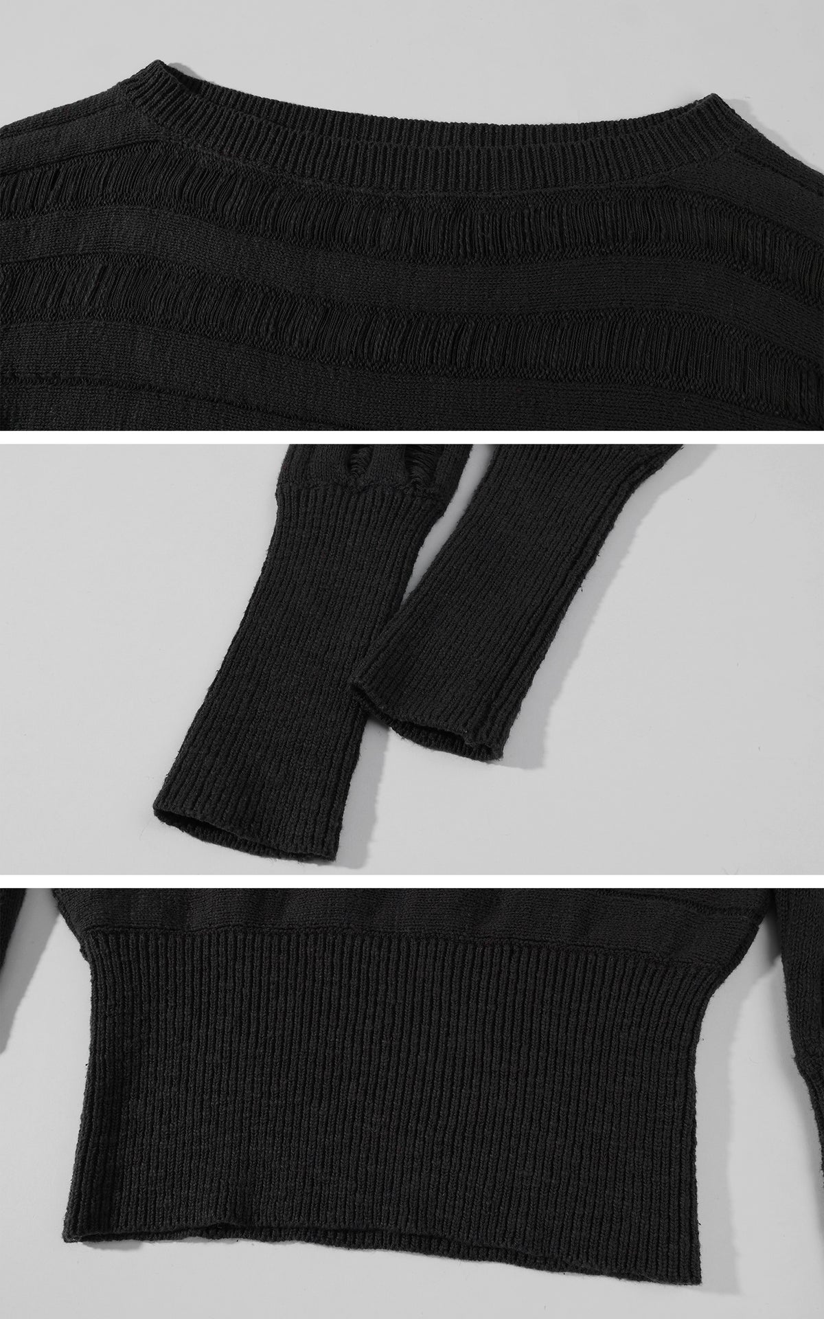 Rase le sol Pull en maille texturé à épaules dénudées et taille cintrée