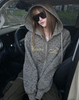 Rase le sol Amor Fati Leopard Zip-Up Hoodie