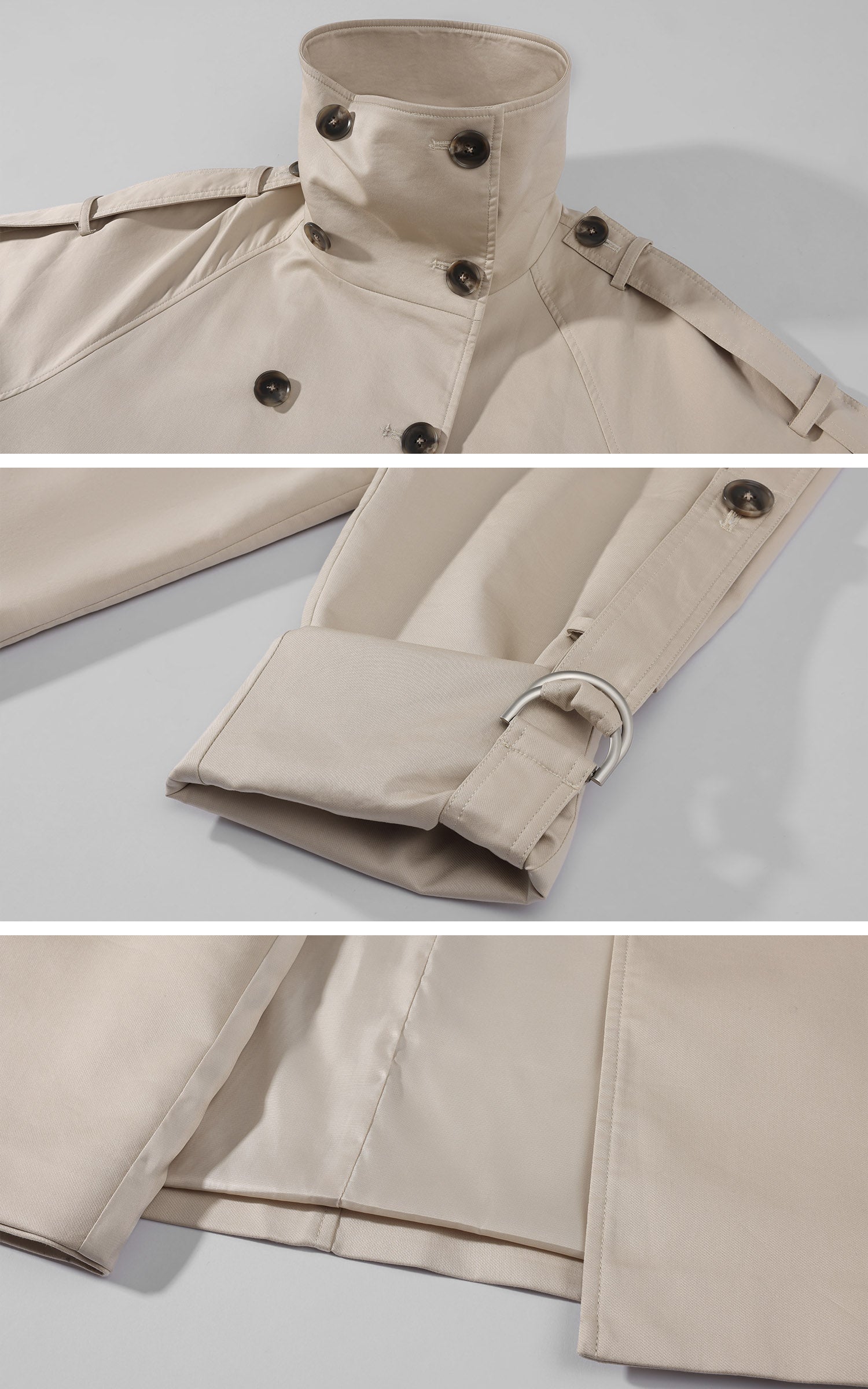 Rase le sol Sculpted High-Collar Layered Trench Coat