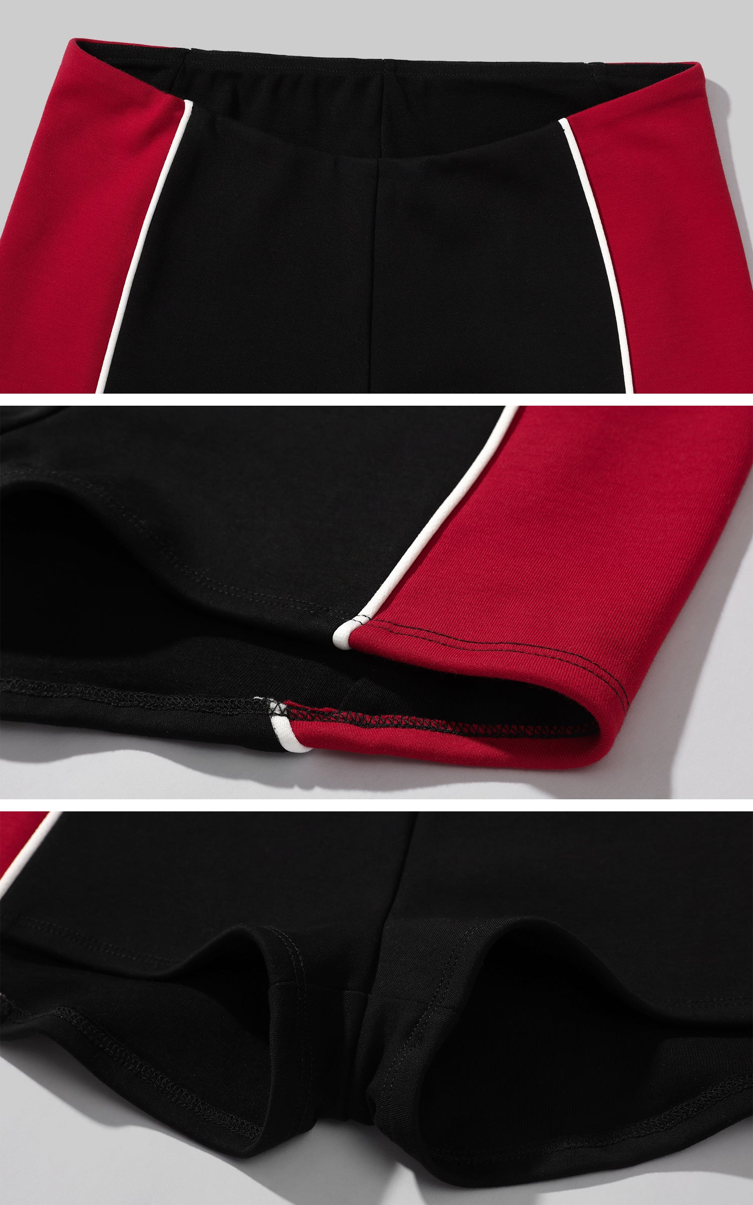WARDEN EDGE Contrast Trim Fitted Shorts – Red and Black Sporty Micro Bottoms