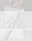 ROVENTE Lace-Trim Lace-Up Satin Maxi Dress