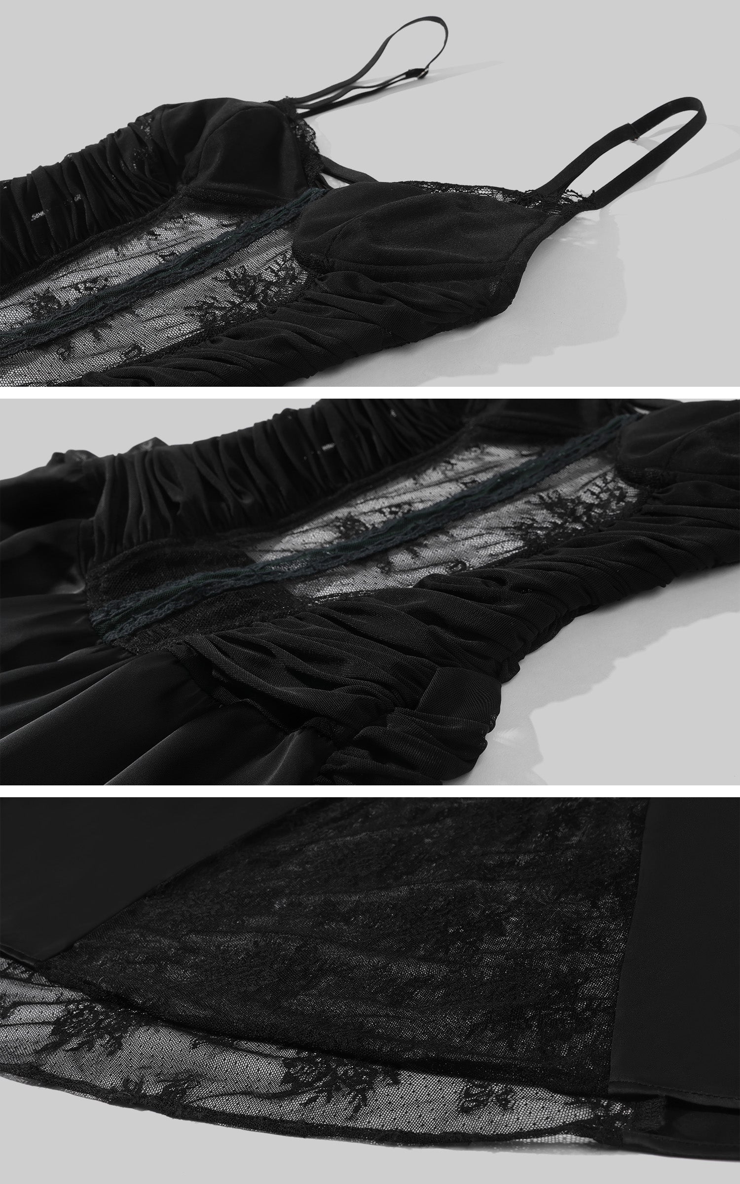 Rase le sol Sheer Lace Paneled Slip Maxi Dress