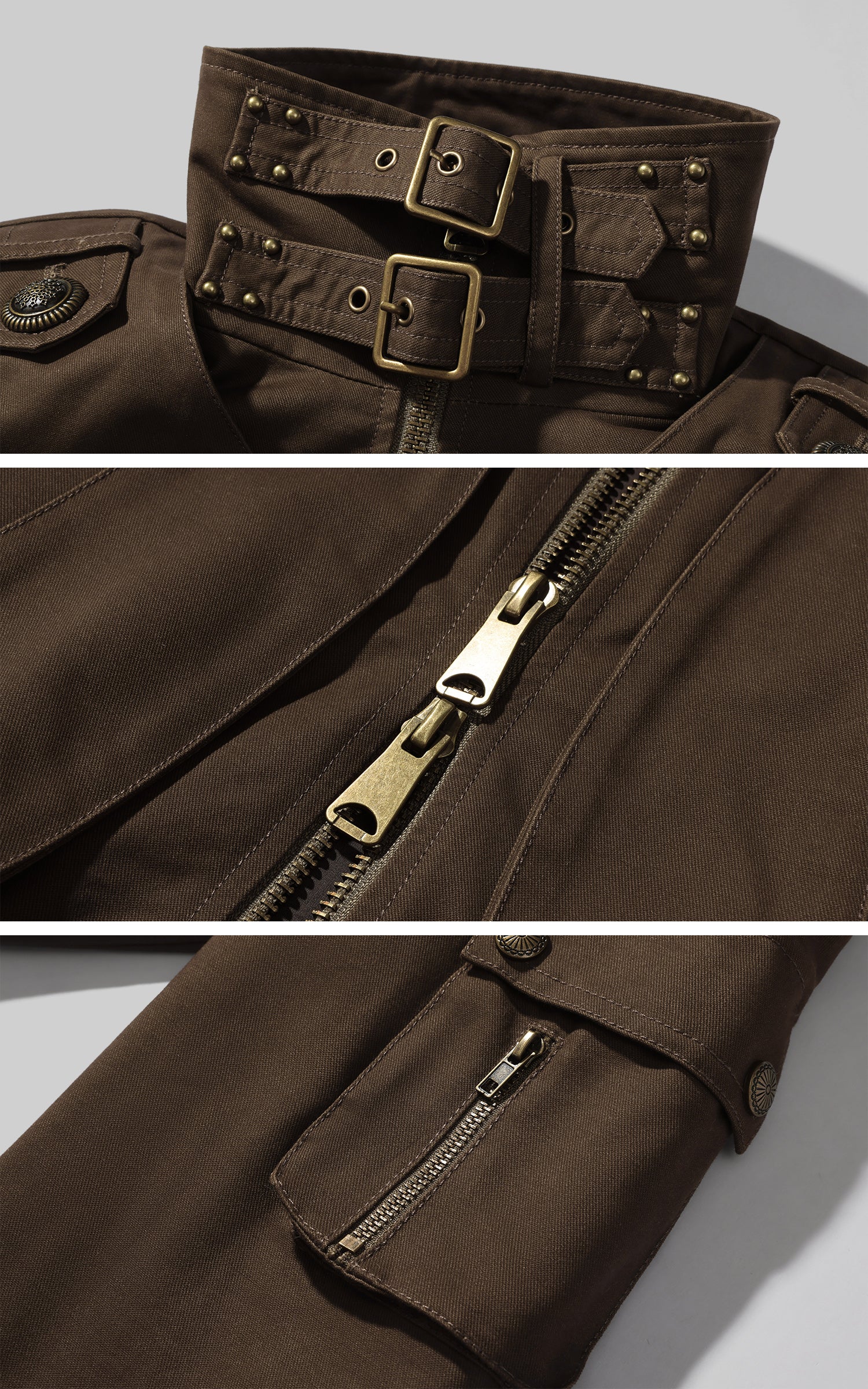 Low pixel Studded Buckle Collar Cropped Jacket