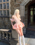 Rase le sol Puff Sleeve Corset Mini Dress - PINKPARKS