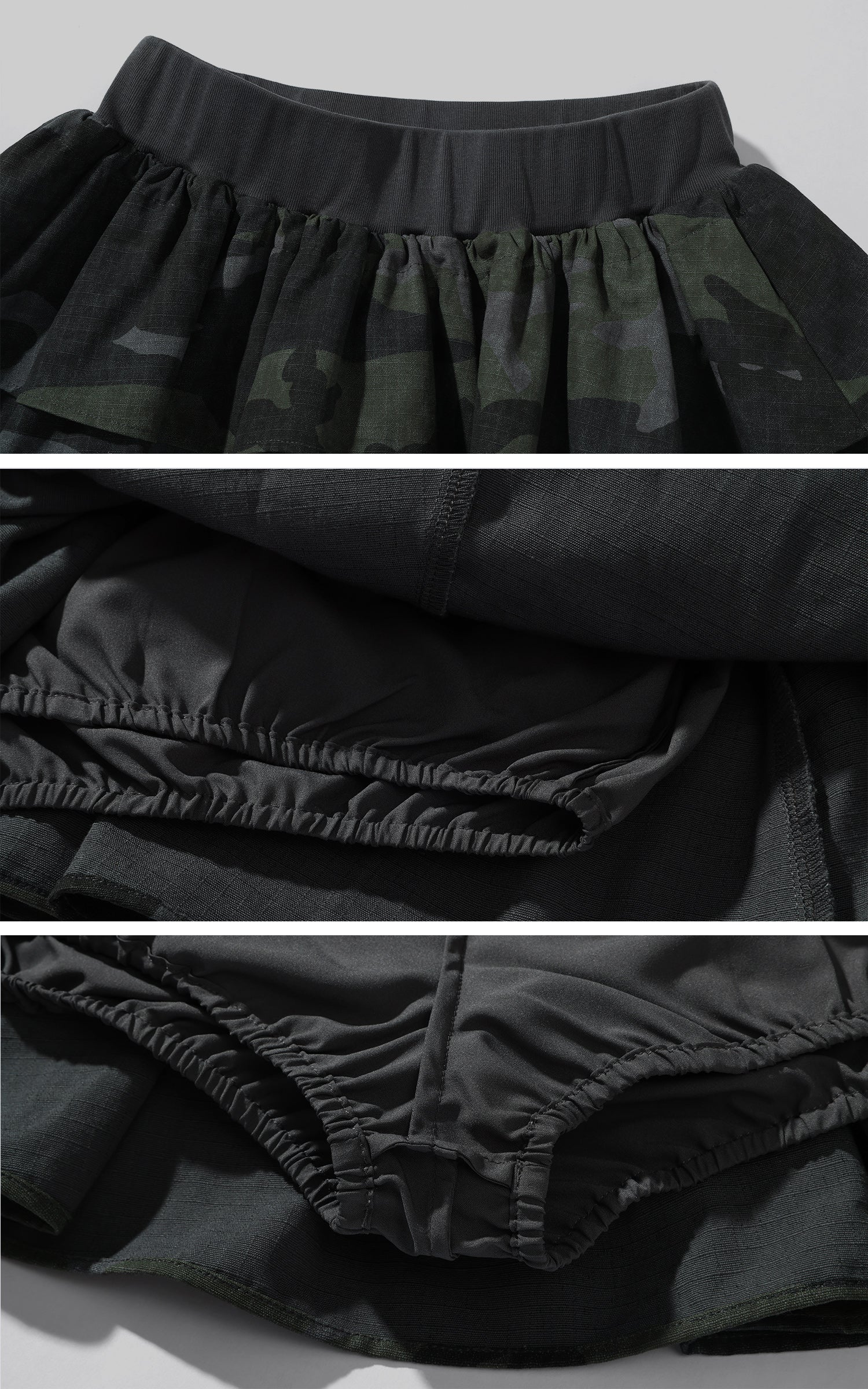 WARDEN EDGE Camo Layered Mini Skirt with Built-in Shorts