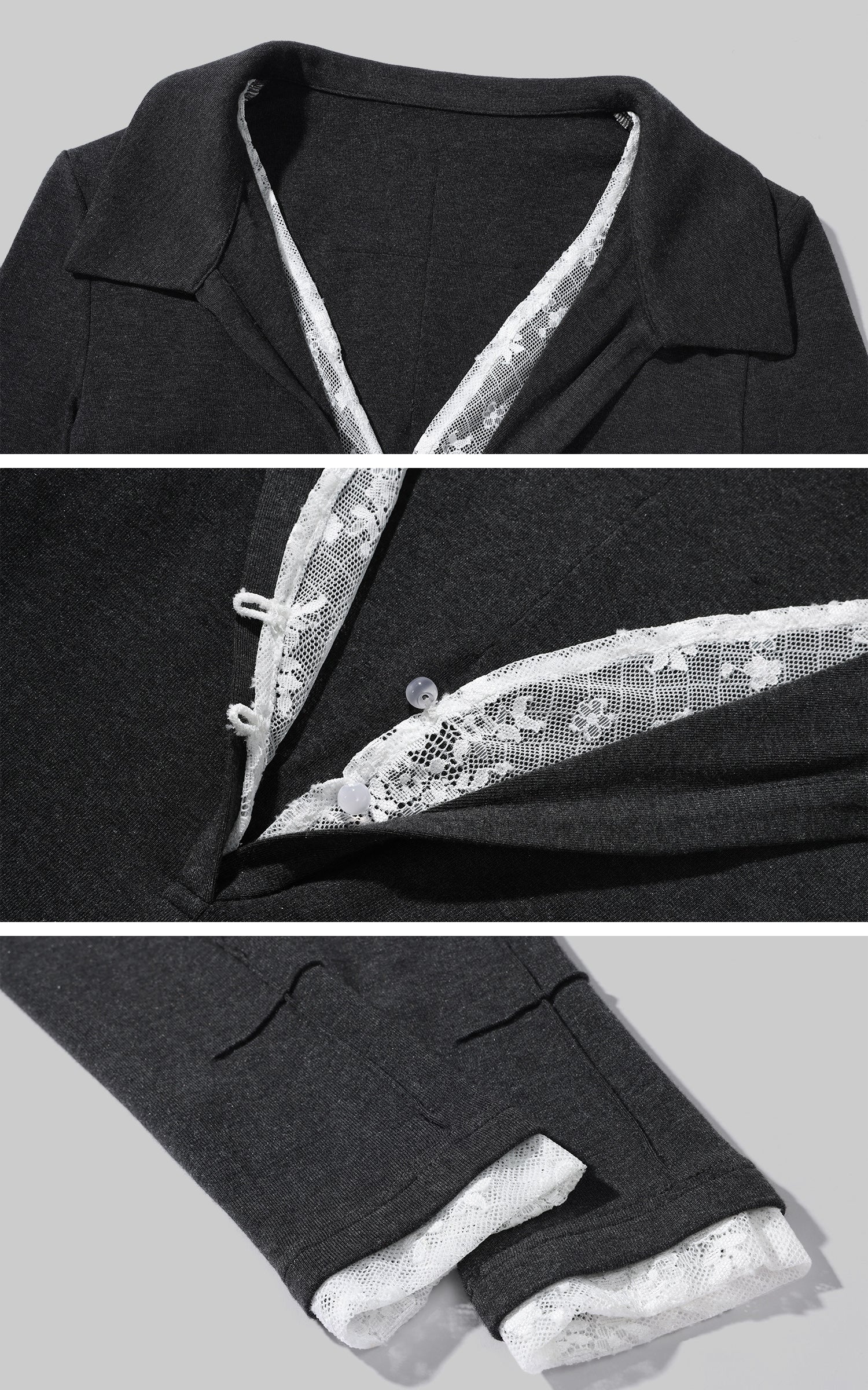 Rase le sol Haut ajusté à empiècements en dentelle superposée