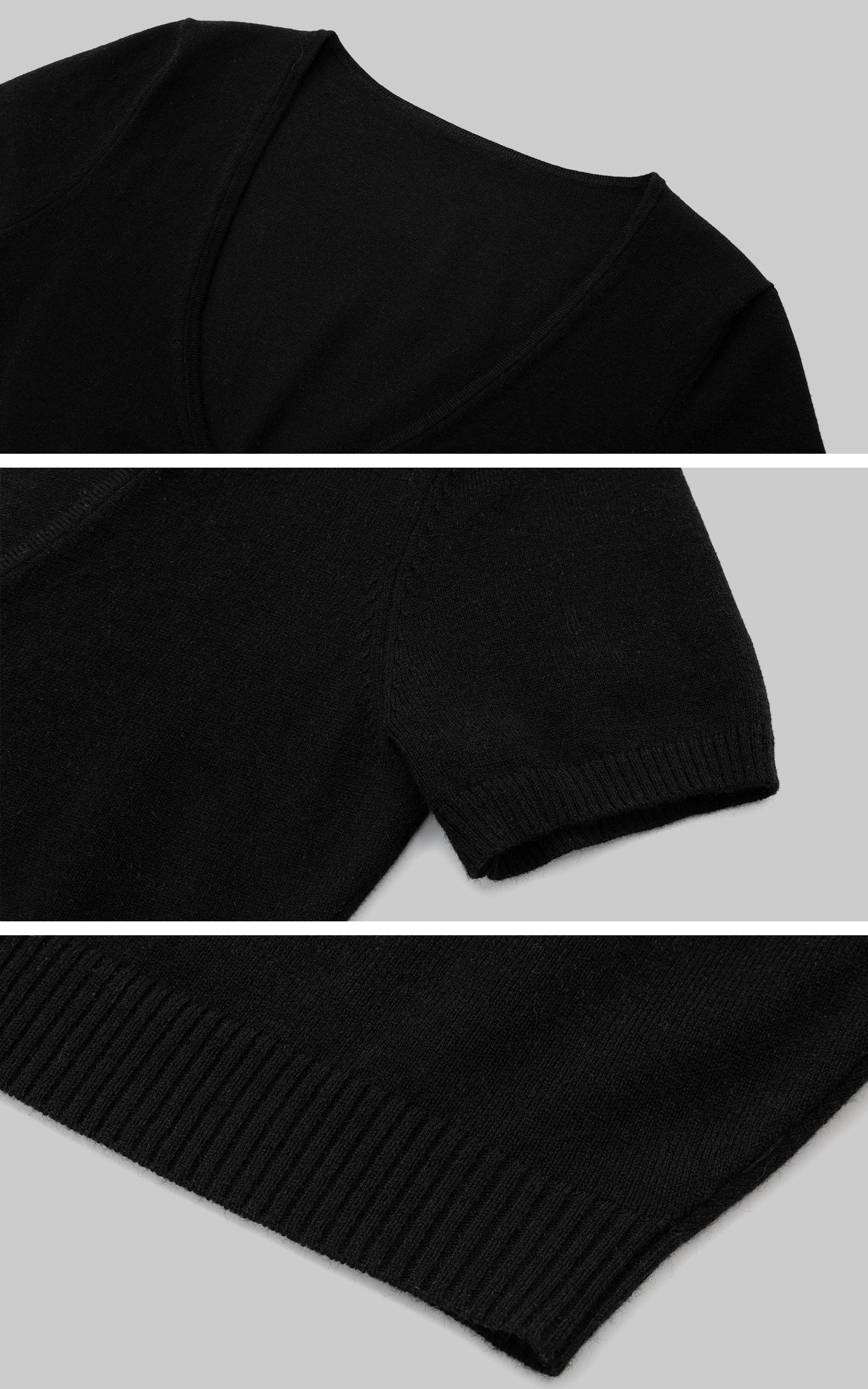 IAMXIAA Deep V Fitted Cropped Knit T-Shirt