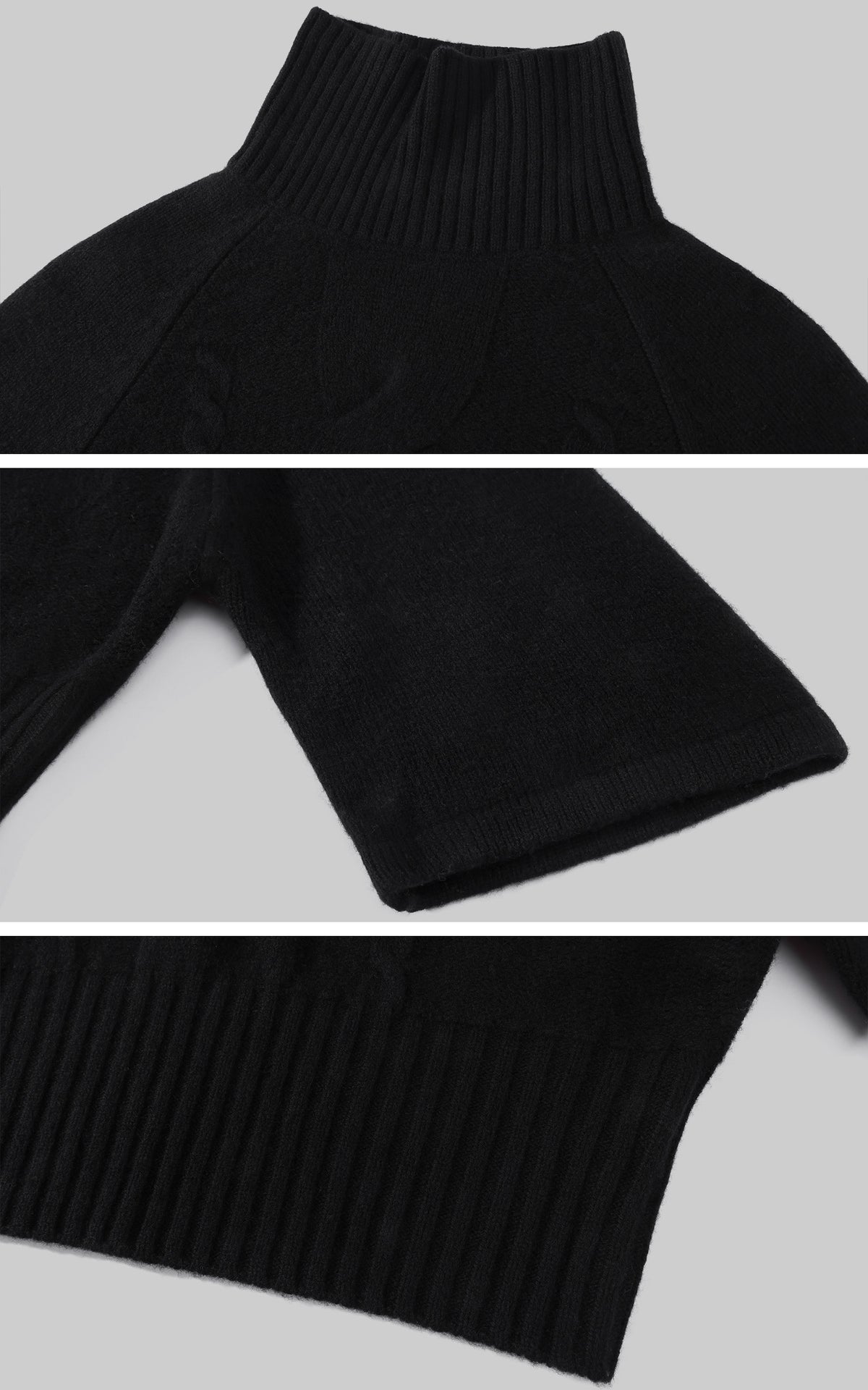 ROVENTE Cable-Knit Wool Turtleneck Relaxed Wide-Sleeve Sweater