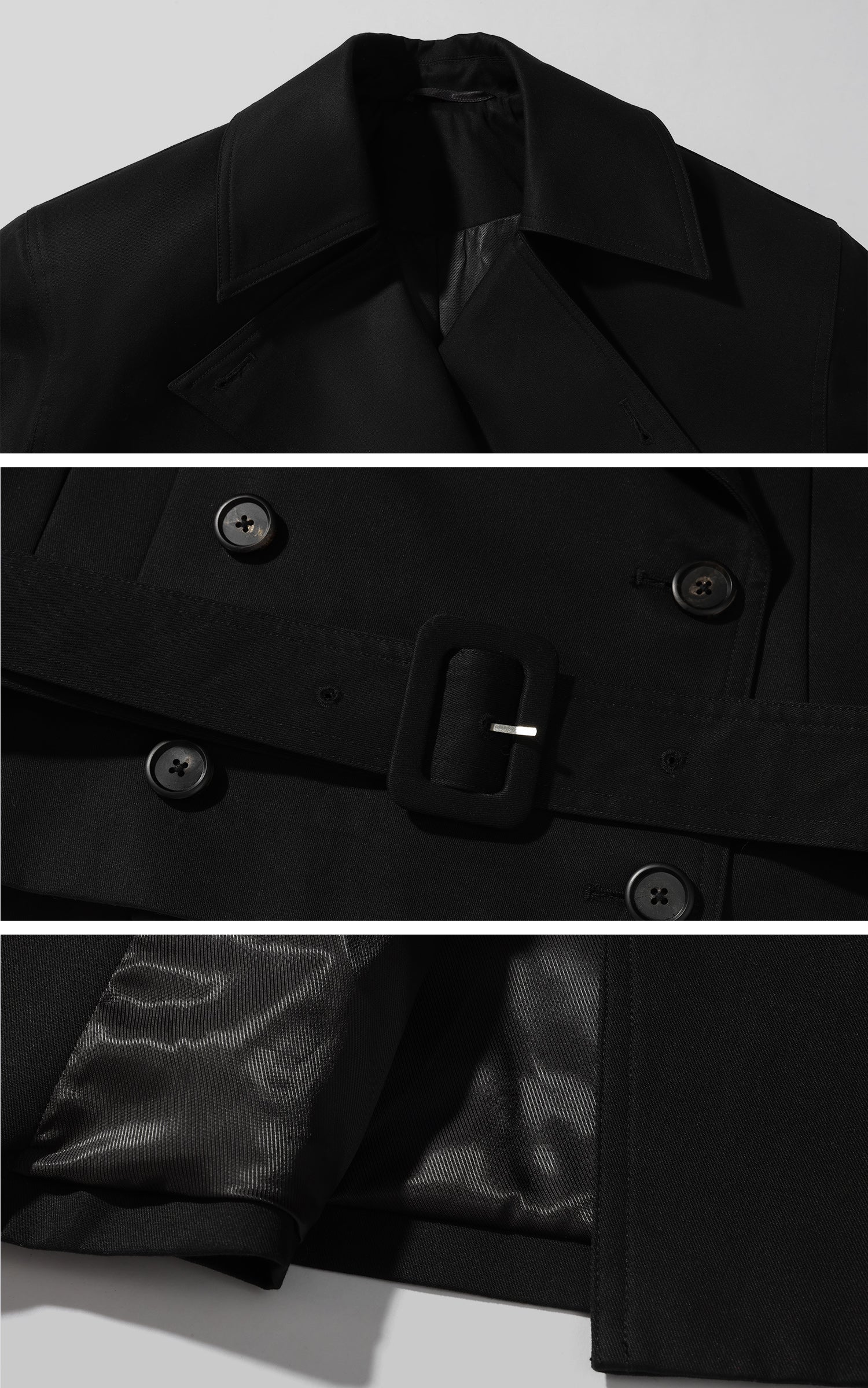 ROVENTE Cropped Belted Trench Jacket