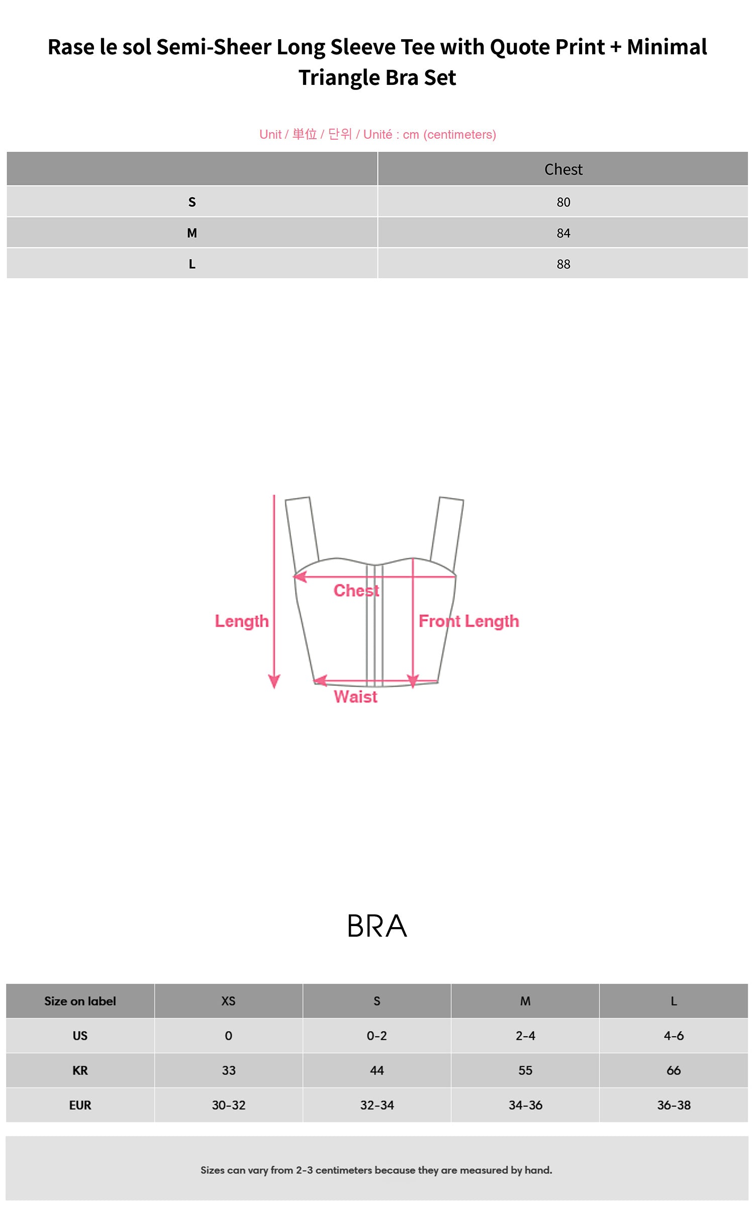 Rase le sol Semi-Sheer Long Sleeve Tee with Quote Print + Minimal Triangle Bra Set