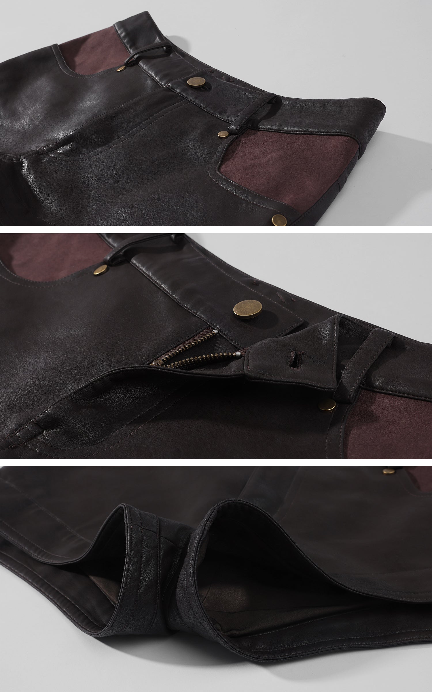 Rase le sol Veste en cuir à panneaux asymétriques &amp; Short Ensemble