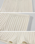 ROVENTE Plunging V-Neck Cable-Knit Sweater & Mini Shorts Set with Ribbed Waist