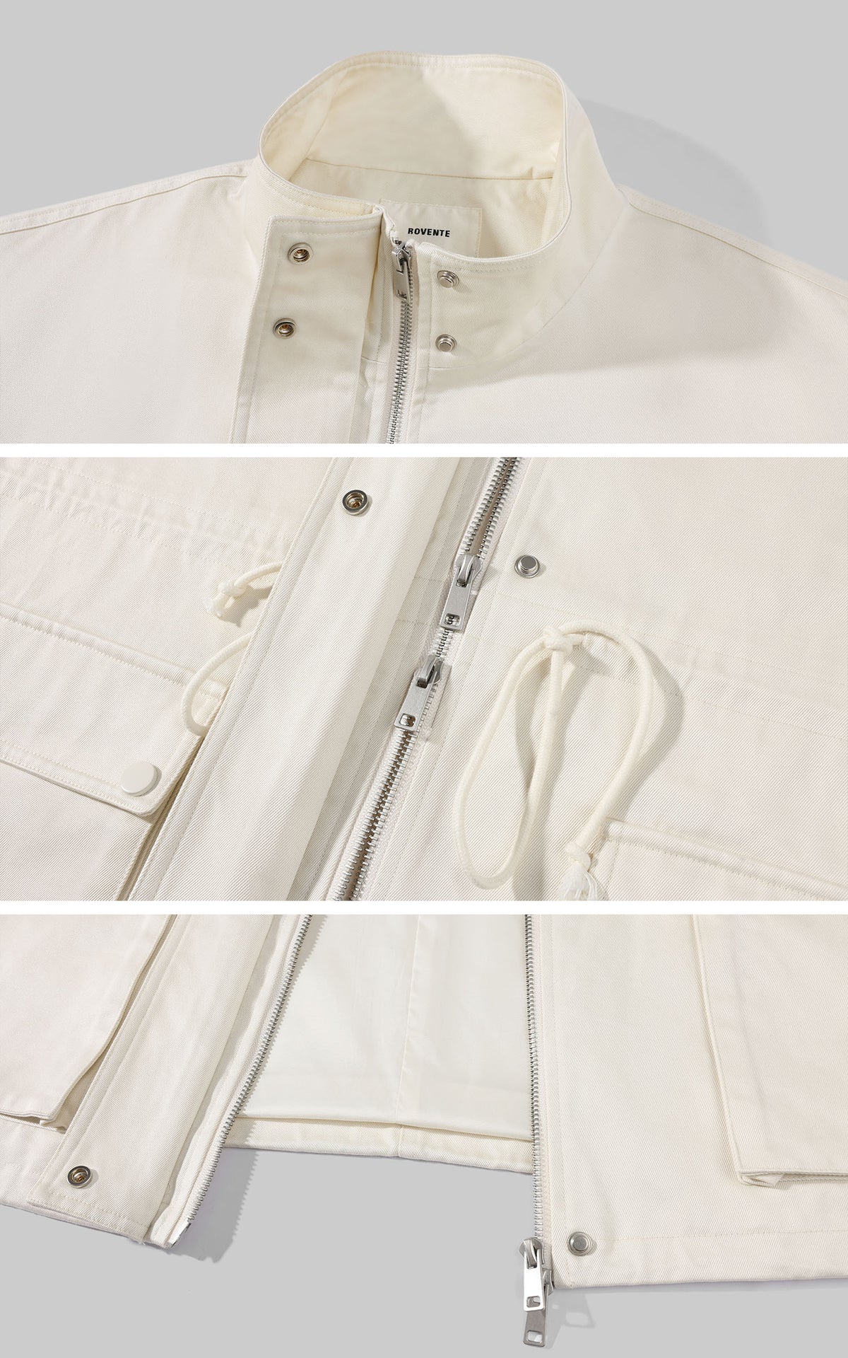 ROVENTE Stand-Collar Drawstring Utility Jacket with Voluminous Sleeves