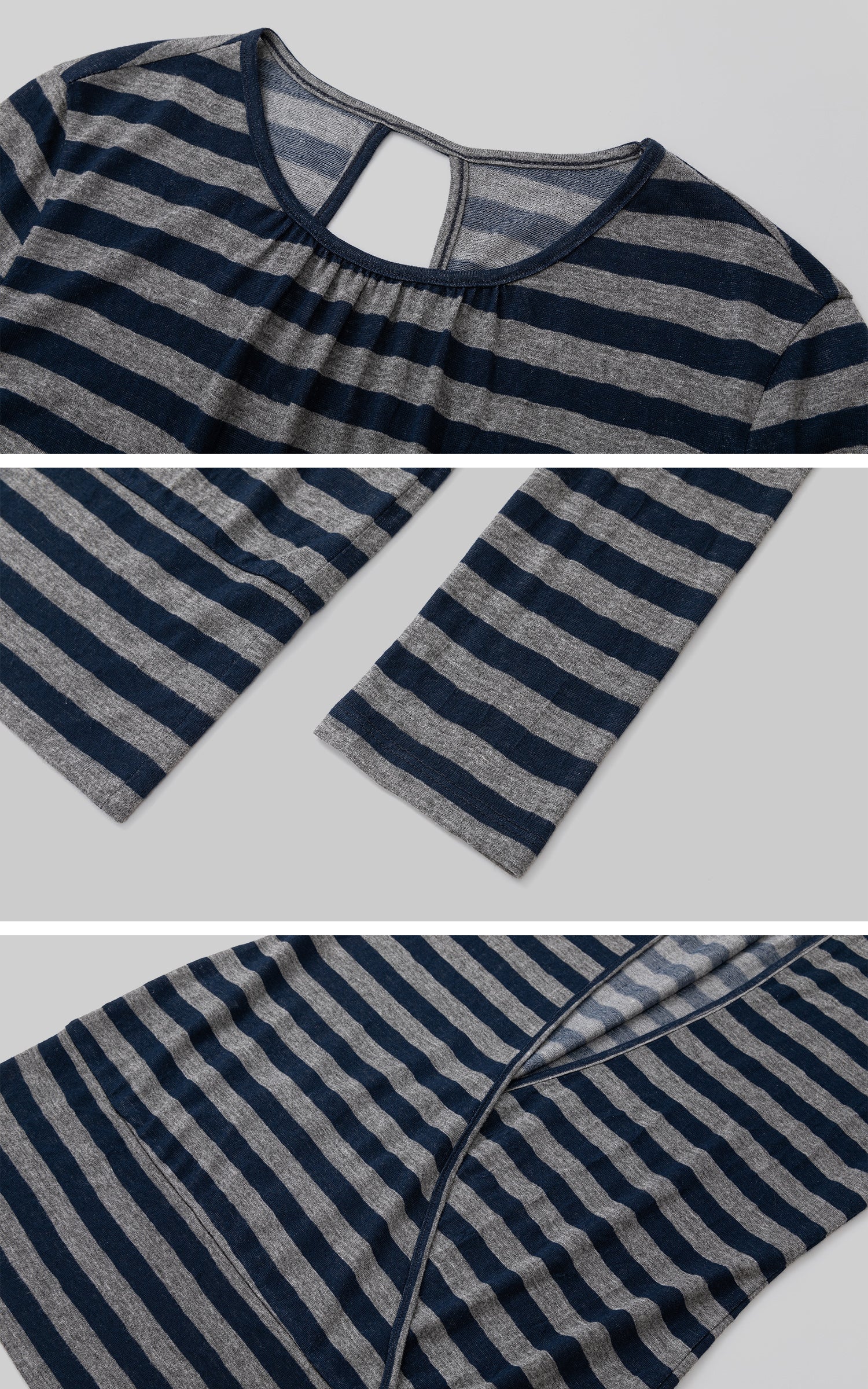 IAMXIAA Striped Open Back Long Sleeve Top