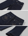 Hydrae Dark Indigo Embroidered Cropped Flare Denim Pants