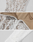 ROVENTE Ivory Lace Corset Cutout Maxi Dress