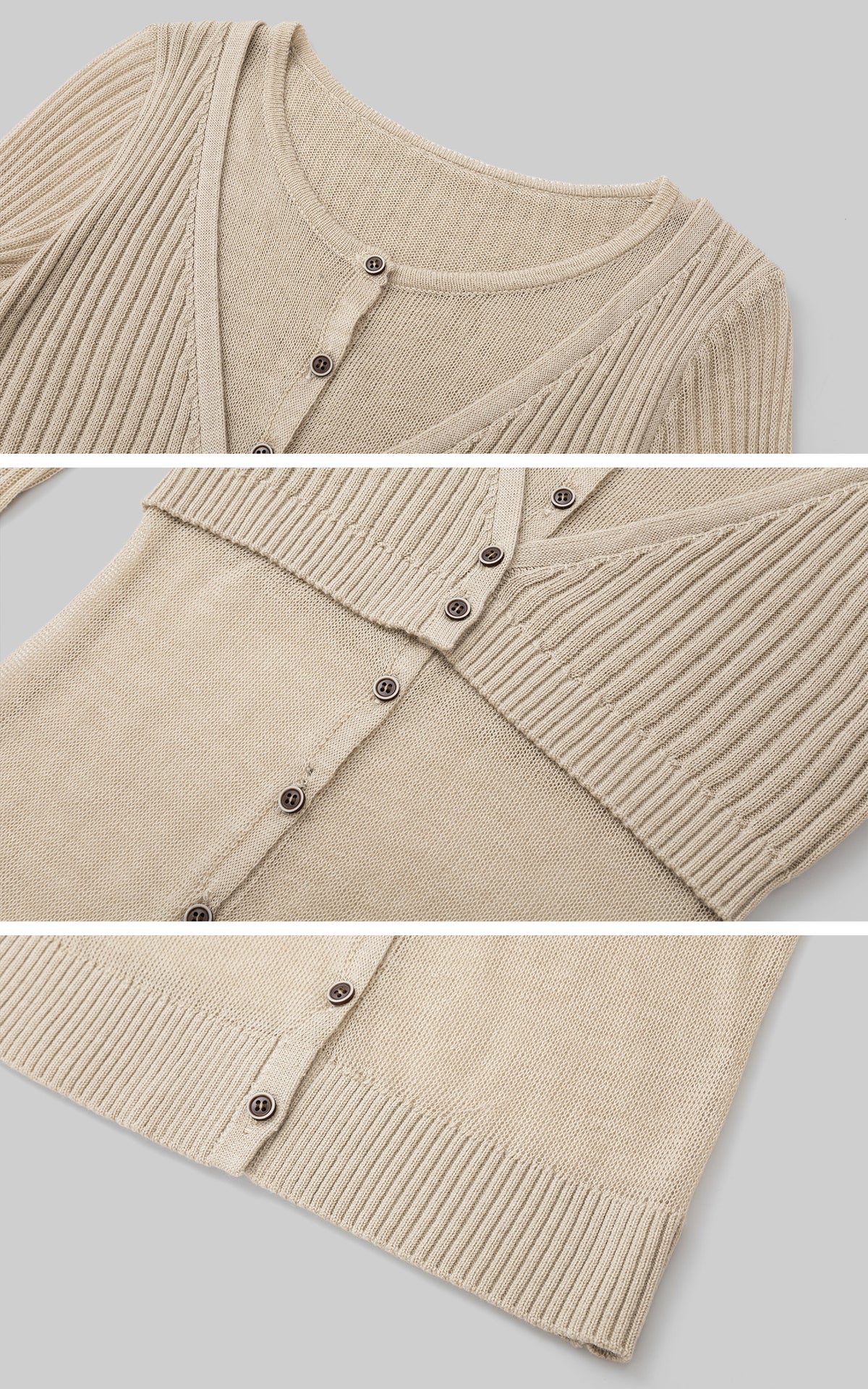 IAMXIAA Layered Sheer Ribbed Knit Cardigan