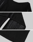 IAMXIAA Sheer Ribbed Knit Cape Sleeve Open Back Cropped Top