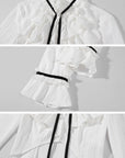Rase le sol Ruffled High-Neck Ribbon Cropped Blouse