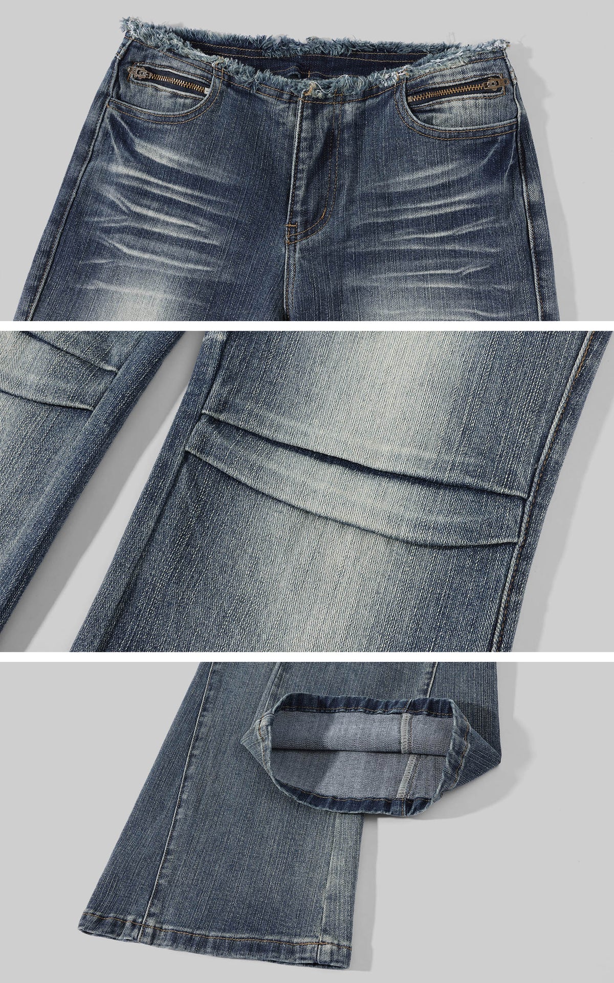 Rase le sol Distressed Low-Rise Washed Flared Denim Jeans