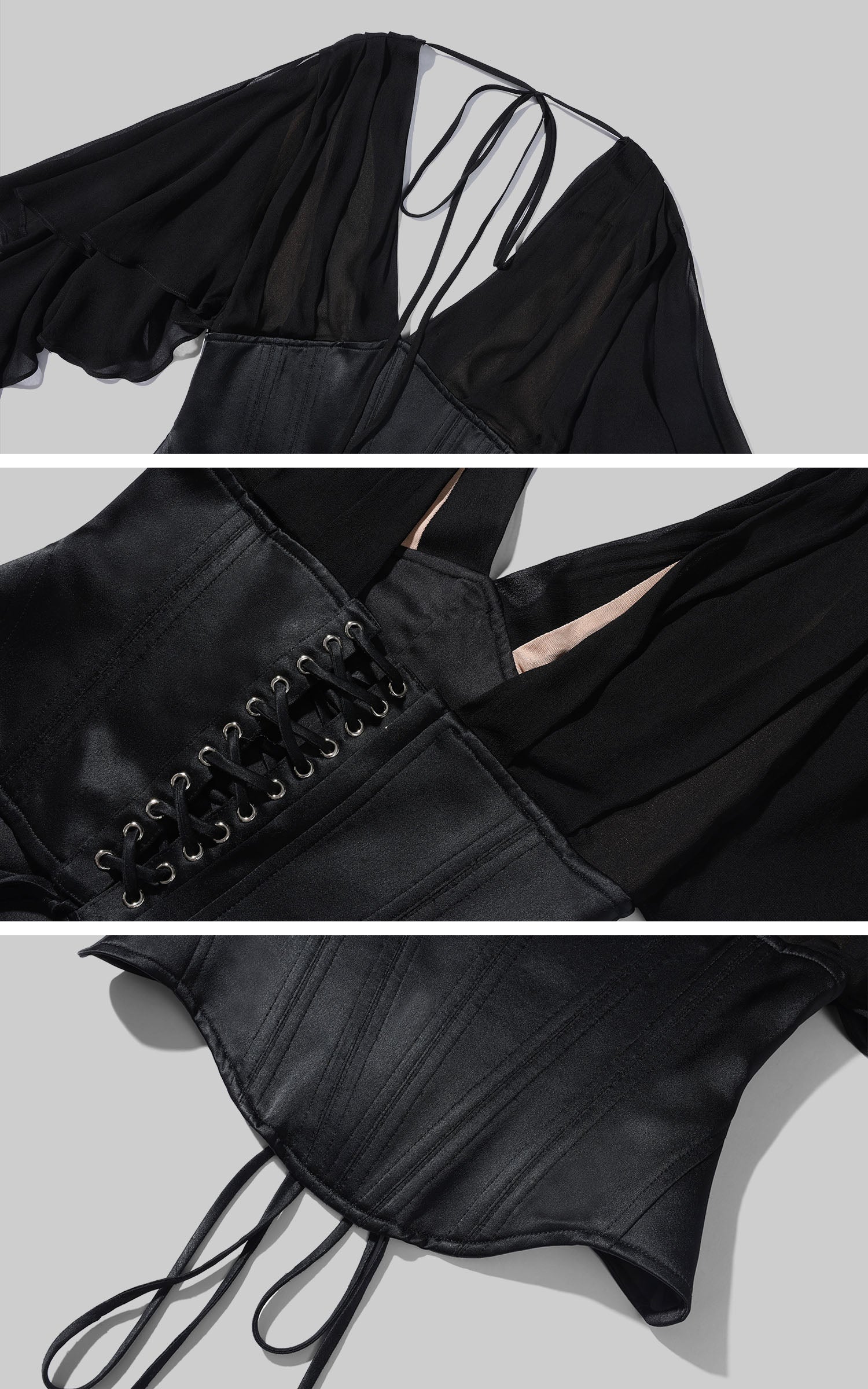 ROVENTE Sheer Drape Corset Top