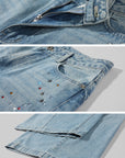WARDEN EDGE Crystal Embellished Wide-Leg Denim Pants