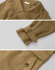 IAMXIAA Faux Suede Belted Jacket with Draped Lapel