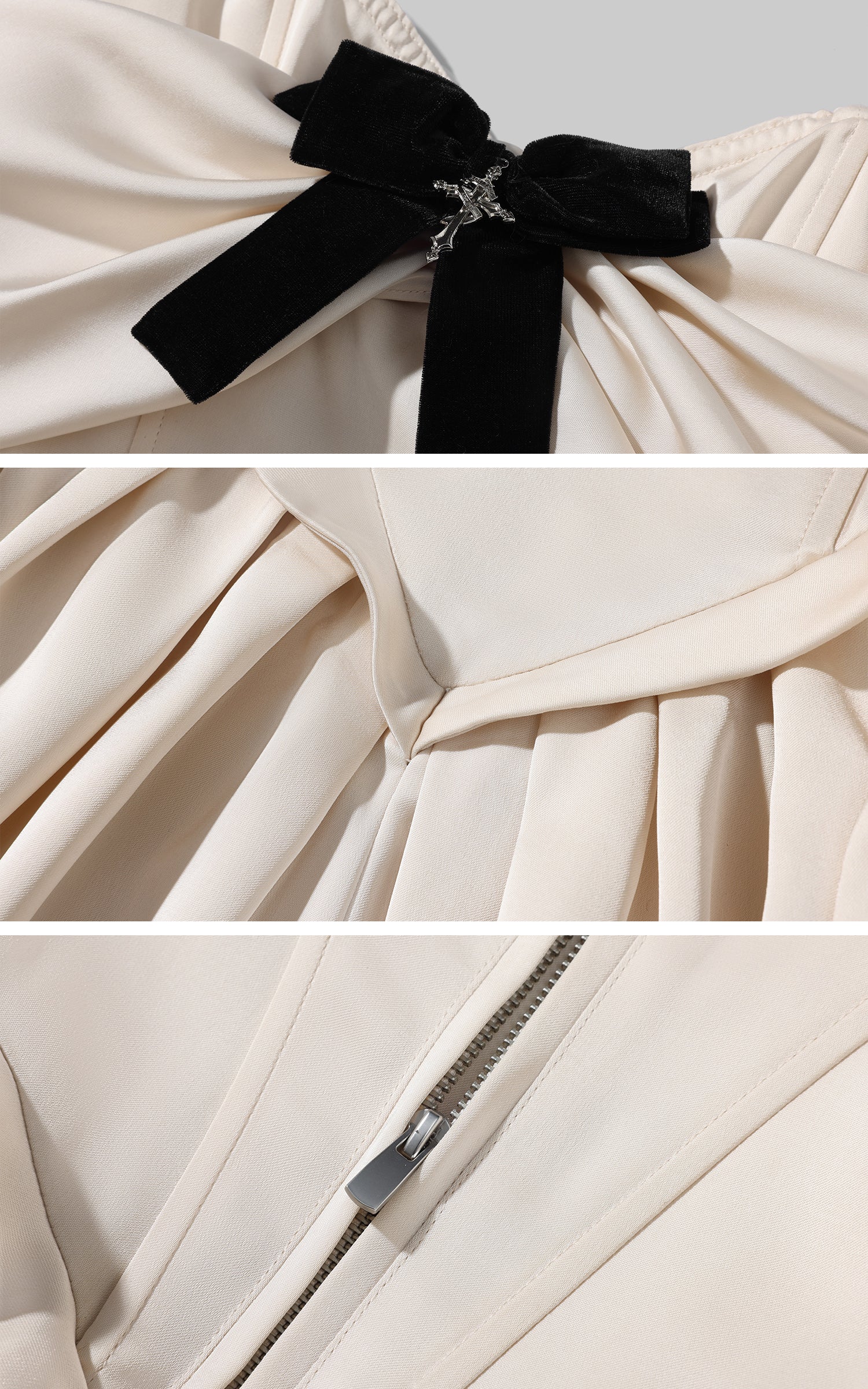 Rase Le Sol Strapless Dress Set With Gloves And Faux Fur Bolero