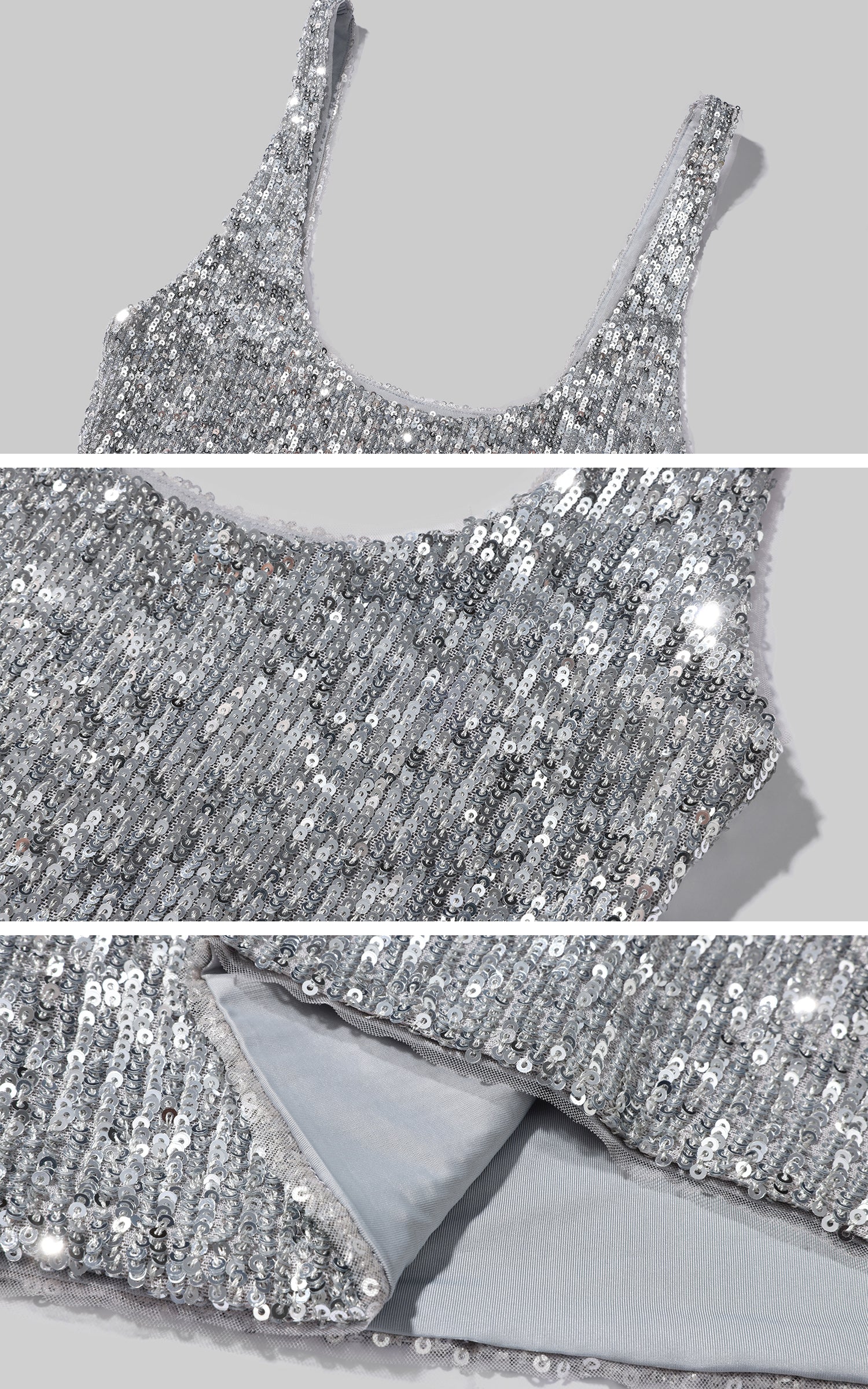 ROVENTE Sequin Fitted Tank Top