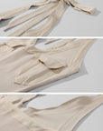 ROVENTE Khaki Halter Tie Ribbed Tank Top