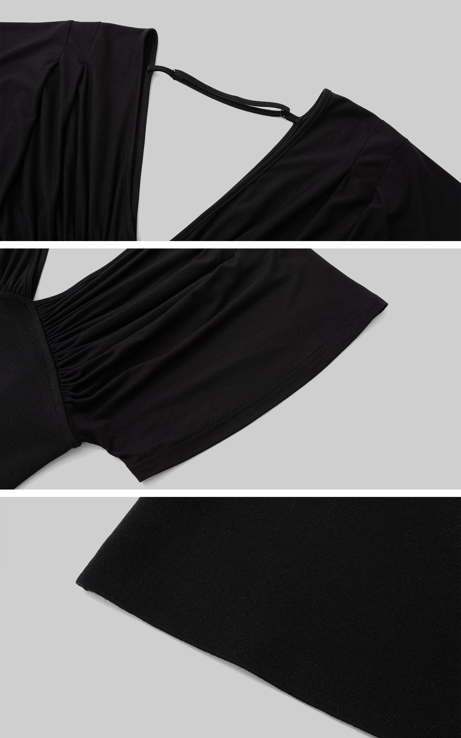 IAMXIAA Draped Deep V-Neck Top &amp; Bodycon Mini Skirt Two-Piece Set