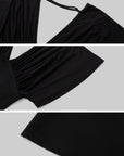 IAMXIAA Draped Deep V-Neck Top & Bodycon Mini Skirt Two-Piece Set