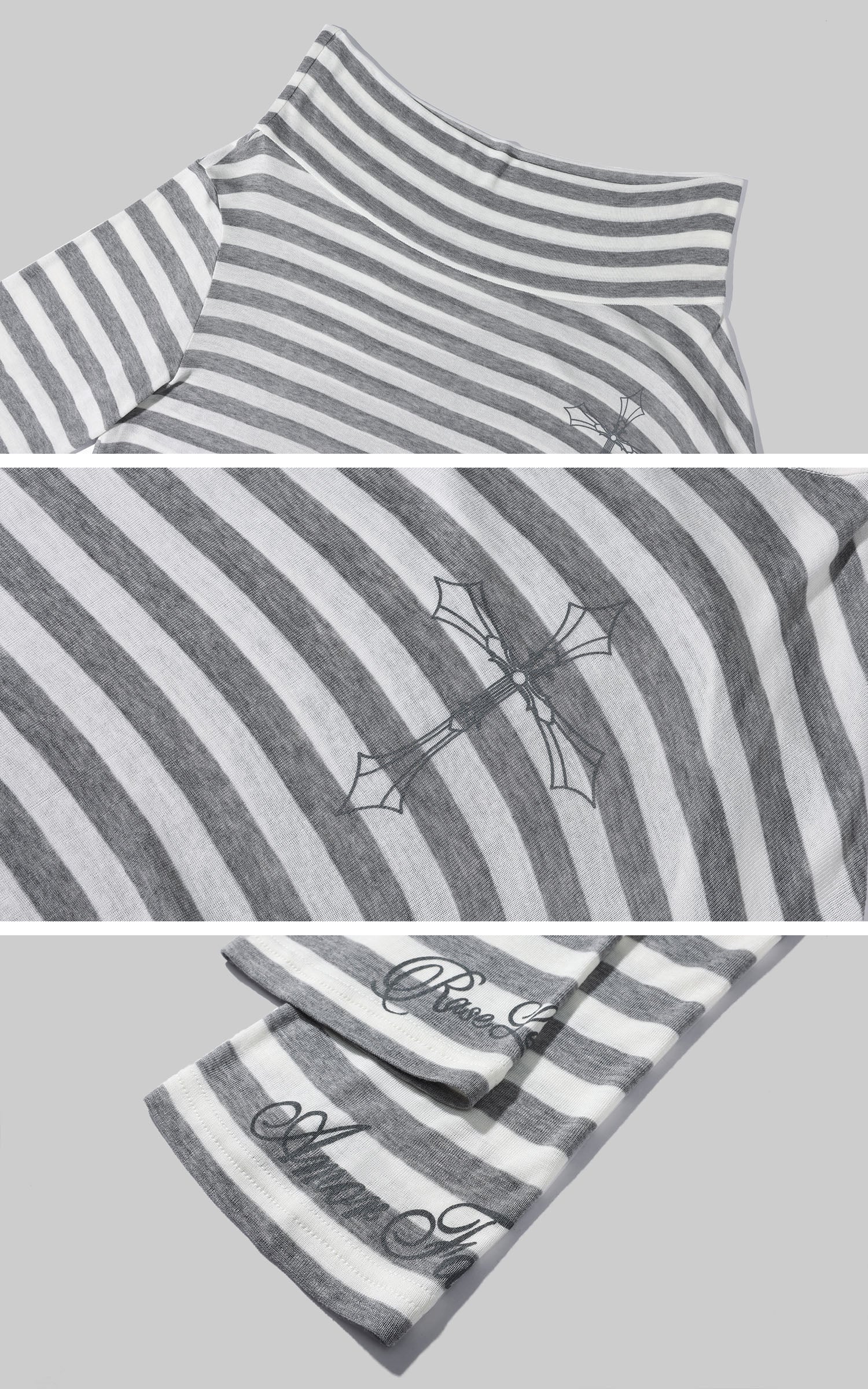 Rase le sol Asymmetric Striped Off-Shoulder Long Sleeve Top