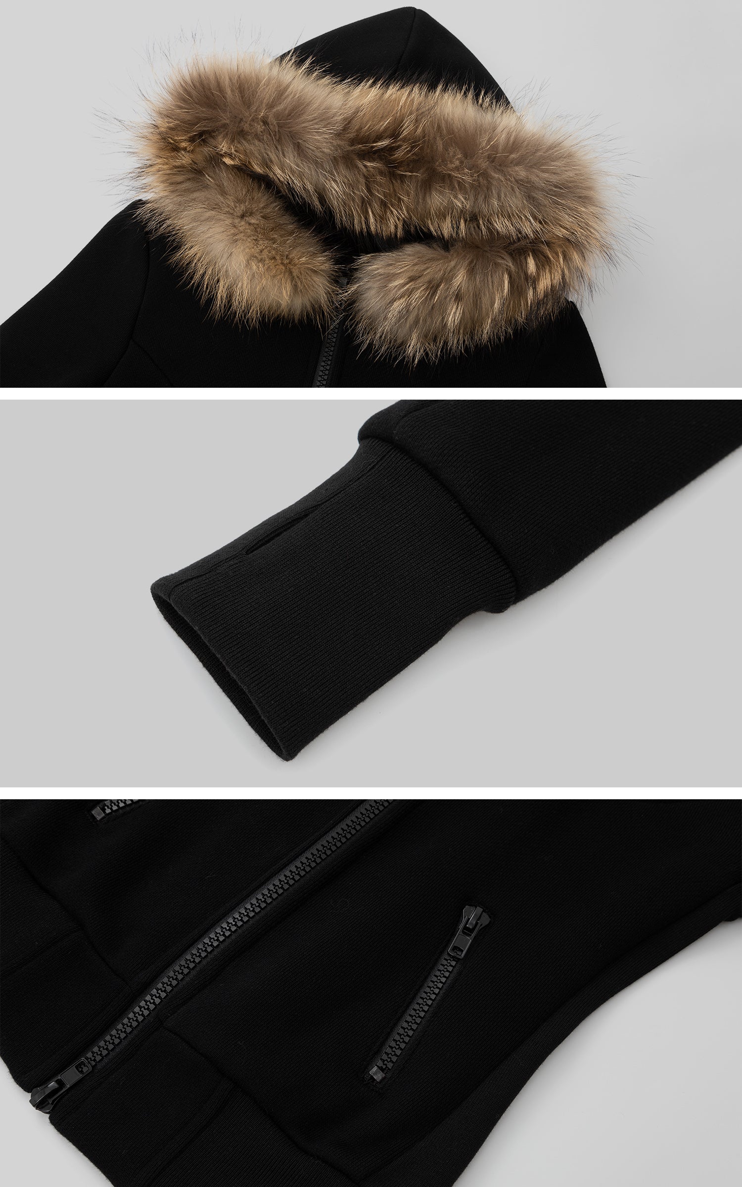 IAMXIAA Fitted Zip-Up Jacket with Detachable Faux Fur Hood