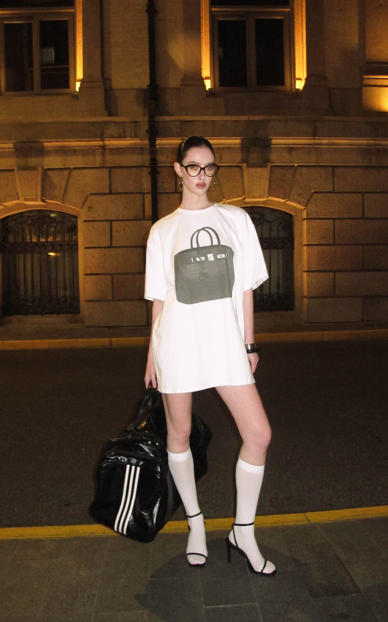 0122stepll T-shirt oversize à imprimé sac