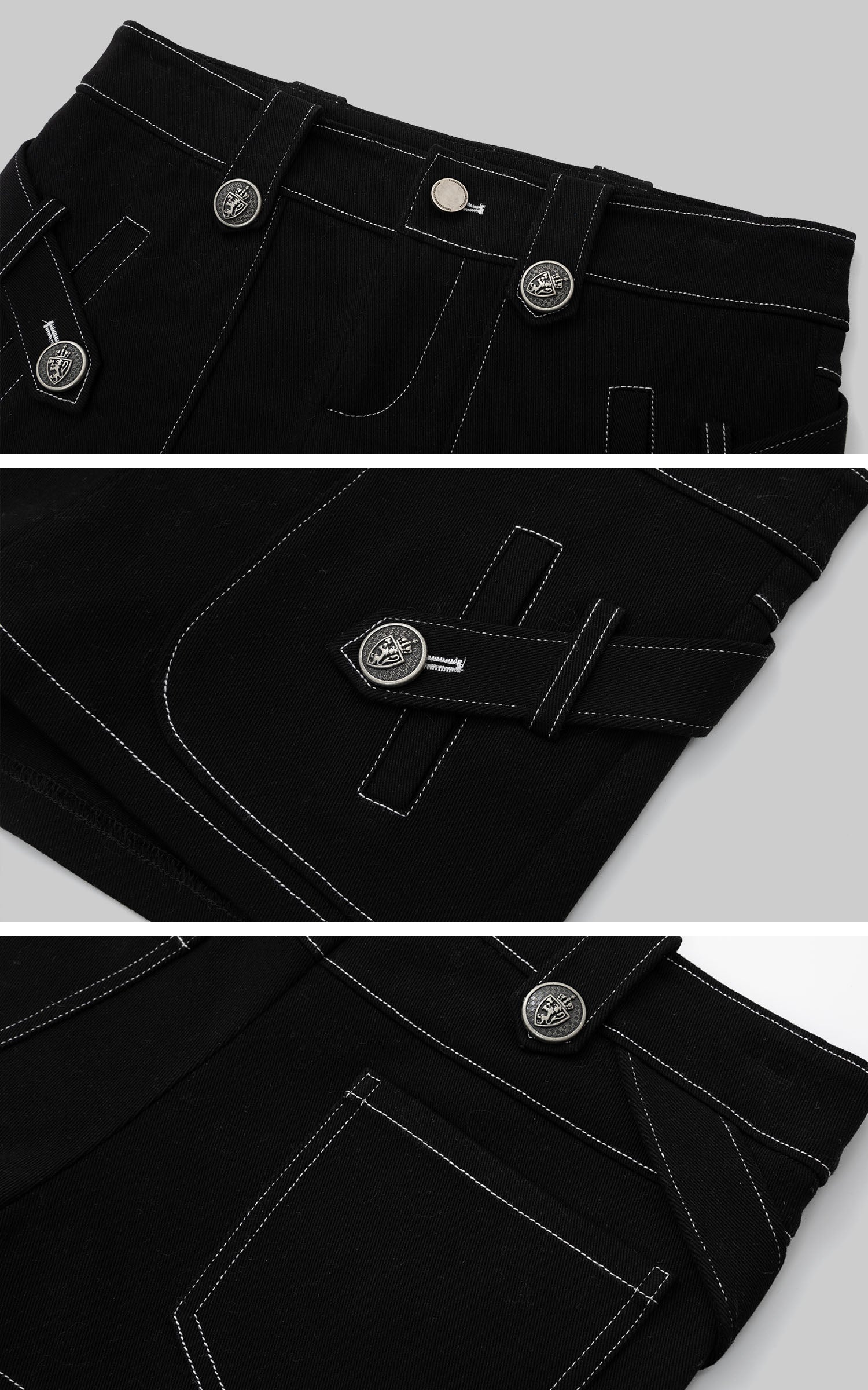 IAMXIAA Metal Crest Low-Rise Fitted Mini Skirt