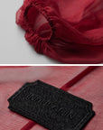 DOINDULGE Crimson Sheer Drape Jacket with Lace Trim and Beaded Tassels
