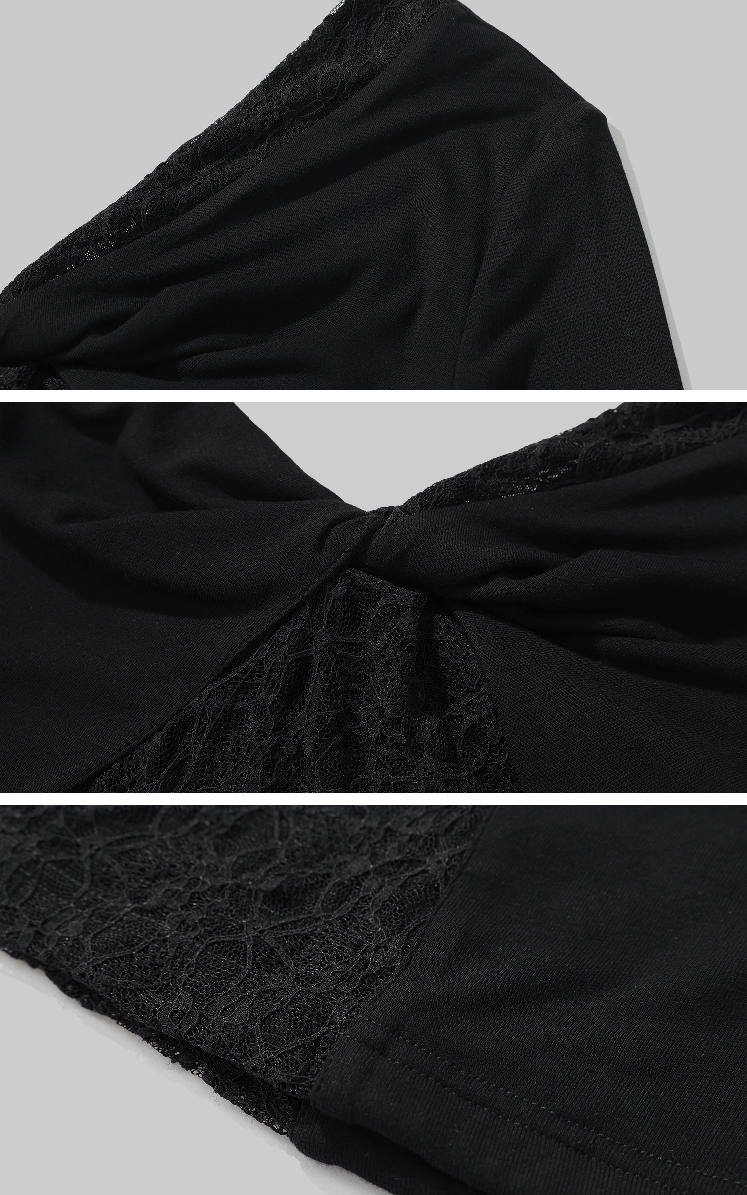 Rase le sol Lace and Mesh Panel Off-Shoulder Top - PINKPARKS