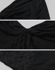 Rase le sol Lace and Mesh Panel Off-Shoulder Top - PINKPARKS