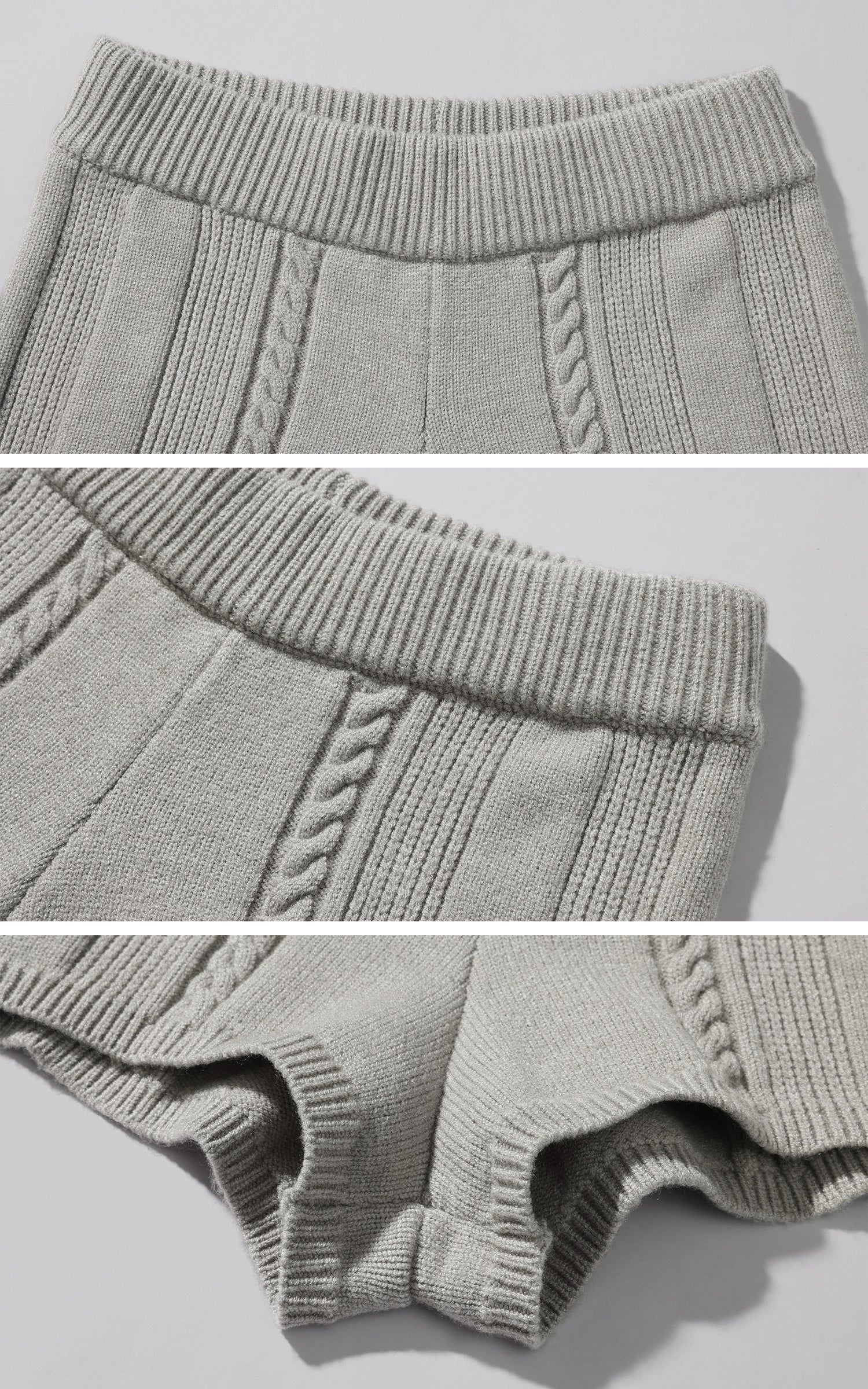 Rase le sol Cable-Texture High Waist Knit Shorts