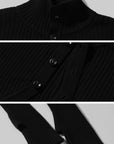 ROVENTE Cropped Knit Cardigan with High Neck and Button Closure