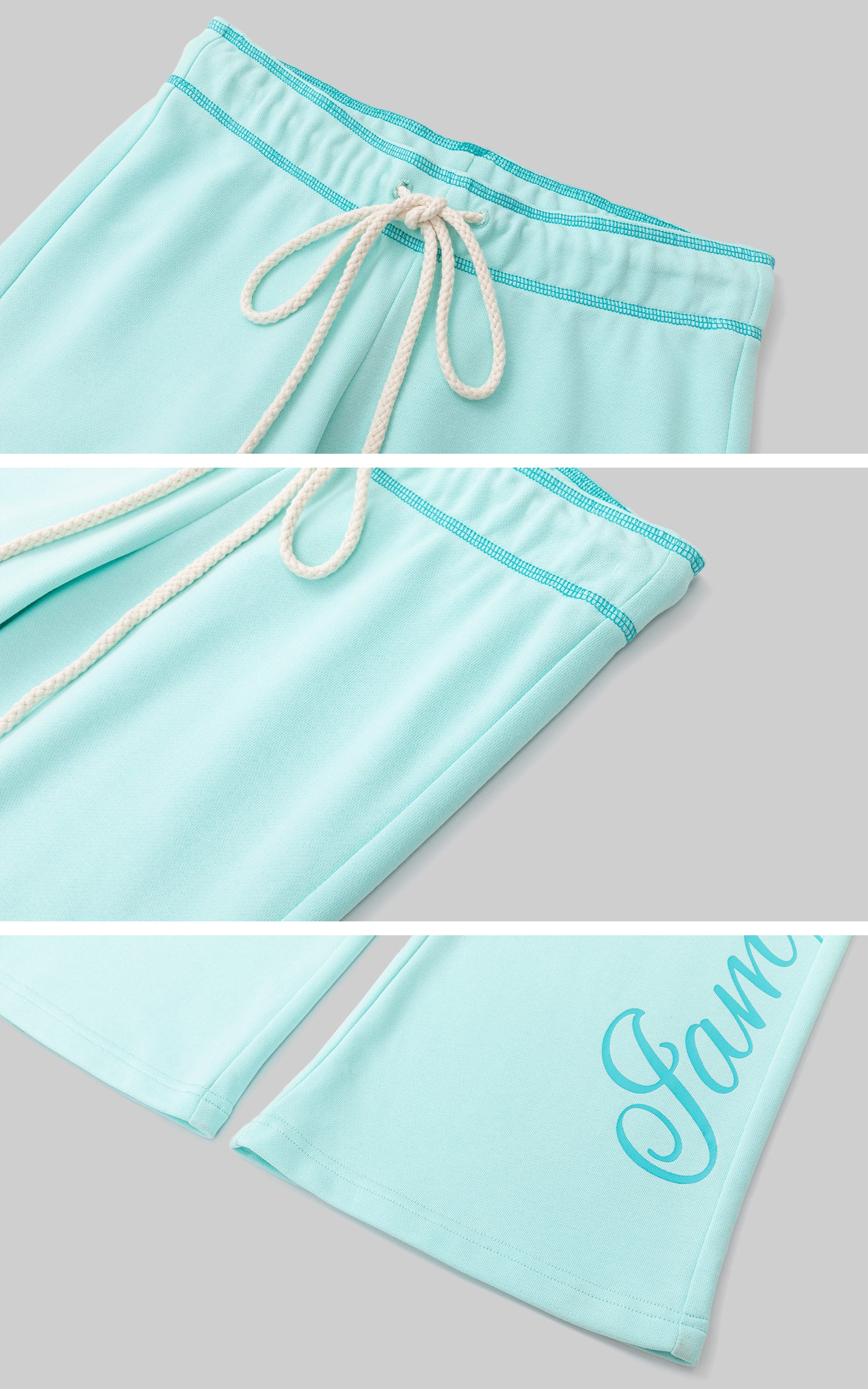 IAMXIAA Mint Script Logo Low-Rise Flared Pants