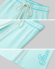 IAMXIAA Mint Script Logo Low-Rise Flared Pants